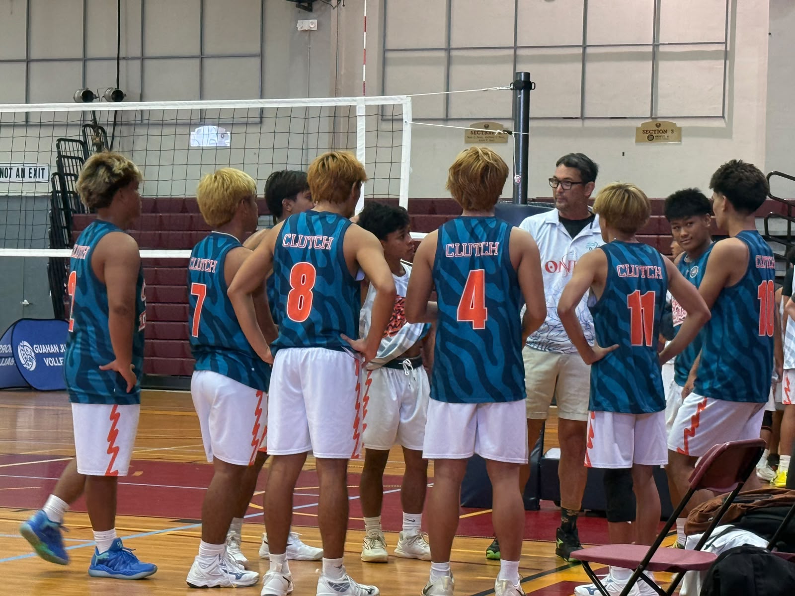 Team huddle with coach